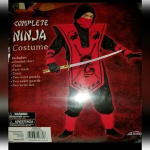Fun World Red/Black Complete Ninja Costume Boy Sz S(4-6) Halloween NIP
